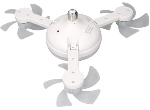 Fockety Sockel Ventilator Licht mit Fernbedienung, 3 Köpfe Drone Fan Lights, 3 Windgeschwindigkeiten 3 Farben dimmbare Glühbirne Fan, Schraube in Deckenventilator für E26 E27 Base