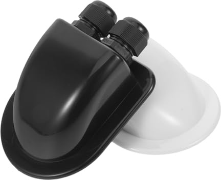 ORFOFE 2 Pièces Passe-câble Double Étanche Abs pour Entrée de Câble Solaire Boîtier Résistant Aux Intempéries pour Camping-Car Bateau et Caravane Noir et Blanc