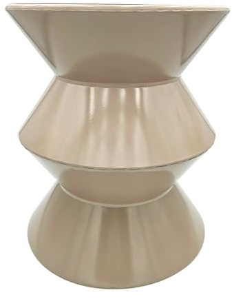 Meinposten Beistelltisch, Metall, Beige, Ø37 x H30 cm, Runder Couchtisch, Retro Design Pflanztisch Metalltisch