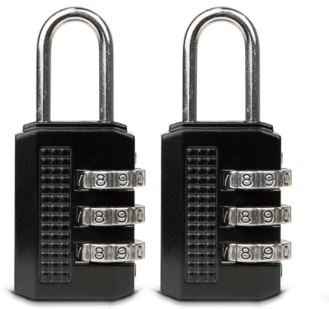 Set 2 Lucchetti a Combinazione 3 Cifre – Mini Lucchetti di Sicurezza in Metallo per Armadietti, Valigie, Zaini, Palestra e Viaggi – 1000 Combinazioni Possibili
