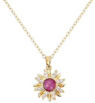 Mikovivi Lila Sonne Halskette, Verträumte Lila Sonnen Gold Halskette für Frauen Halloween Party Dress Up Night Cosplay Schmuck Kostüm Accessoire