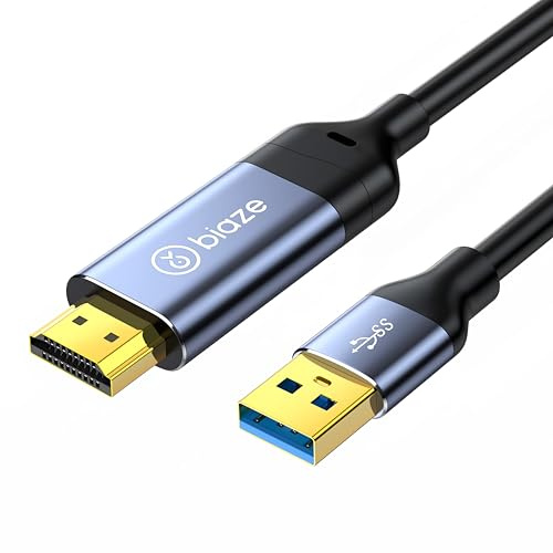 biaze HDMI Adapter Cable 1.5M, 1080P 60Hz 5Gbps USB A 3.0 Plug to HDMI Plug | Full HD High Speed to Connect Laptop/PC/PS5/Xbox/Switch to TV/Monitor/Projector Display Extension (USB to HDMI)
