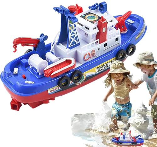 Spielzeugboote für Badewanne, Feuerwehrbootbadesspielzeug - Elektrische Wasserspiele Bootsspielzeuge,Kinderspiele mit Lights & Music, automatisches Wasserspray, Batterie für Mädchen im Alter vo