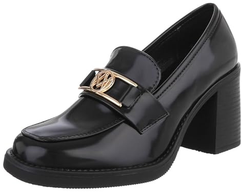 Ital Design Damen Pumps mit Blockabsatz, runde Spitze