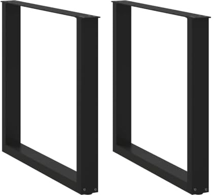 ULUYYUC Pieds de table à manger noirs en forme de U 90 x 72 cm en acier revêtu par pulvérisation avec pieds réglables en hauteur Pieds de table modernes pour cuisine, salle à manger, bureau