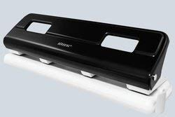 Büroring Büroring 4-Fach Locher, schwarz, mit Anschlagschiene