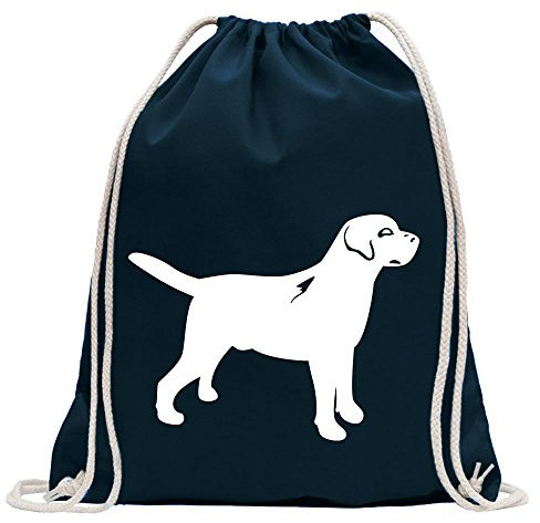 Kiwistar - Turnbeutel - dunkelblau - Hund Dog - Fun Rucksack Sport Beutel Gymsack Baumwolle mit Ziehgurt