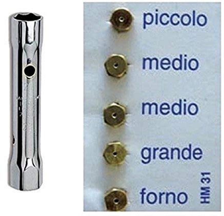 Ricel Sud ** 5 boquillas para gas metano paso 6 MB + llave de tubo N 6/7 para cocinas gas Nardi Lofra Foster Nardi Rex Tecnogas Glem Gas Franke Candy Hoover Ariston Indesit Smeg 2 medios