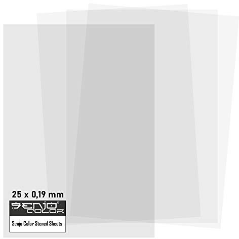 Senjo Color Schablonenfolie I 25 x DIN A4, 0,19 mm I Halbtransparente Folie zum Schneiden mit Cutter, Laser, Stencilburner und Plotter I Airbrush-Folie