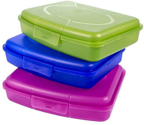 SIDCO Brotdose 3 x Brotbüchse Butterbrotdose Frühstücksdose Vesperdose Lunchbox bunt