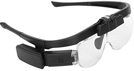 Doppellinsen-Lupenbrille zum Laden von 2 LED-Lichtquellen Einstellbar 1,5X, 2X, 2,5X, 3,5X, 4X, 4,5X Lesereparaturlupe