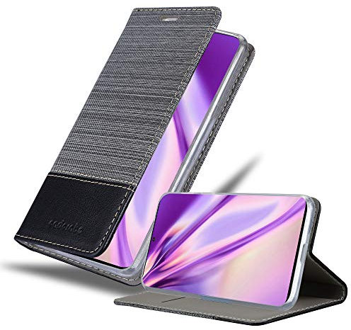Cadorabo Hülle kompatibel mit Samsung Galaxy S20 Plus aus Jeans und Kunst Leder Flip Klappbare Stoßfeste Magnetische [Standfunktion] [Kartenfächern] Cover Hülle für Galaxy S20 Plus Tasche in Grau