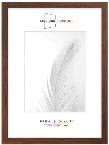 DR24 60x90 Bilderrahmen (Wenge braun) nach Maß, 35 mm breiter MDF Holzrahmen inkl. entspiegelter Anti-Reflex Kunstglasscheibe, Stabiler Rückwand, Biegestiften und Aufhängern
