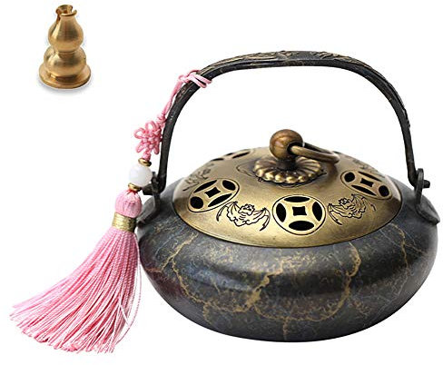 XXSC-ZC Estilo Chino Incienso Quemador de carbón Calentador de la Mano, Cobre incensario para Barritas de la Quema de Incienso Conos, Salón de té Dormitorio