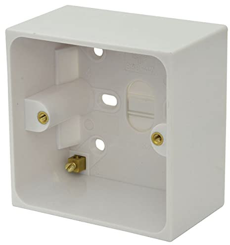 Single Back Box 47mm Extra Deep 1 Gang Plastic Surface Pattress Box Square Edge - White