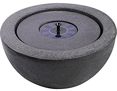 allpondsolutions Bowl Stone Solar Water Feature for the Garden - Dark Grey | Contemporary Modern Outdoor Solar Water Fountain, Self Contained - 50.5 x 50.5 x 24.5cm