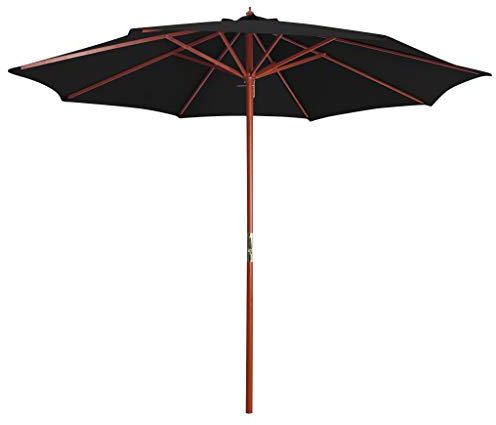 Susany Sombrilla de jardín con Palo de Madera Negro 300x258 cm Sombrilla Parasol Playa/Terraza/Jardín/Tiempo Libre