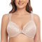 CASOLACE Women's Sexy Lace Plus Size Underwired Unlined Front Fastening Bras Beige 42G