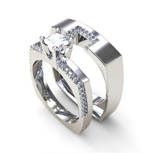 HCMA 14 Karat vergoldete Edelsteinringe Hochzeit Verlobungsdiamanten Quadratische Ringe Edlen Schmuck für Frauen Geschenk