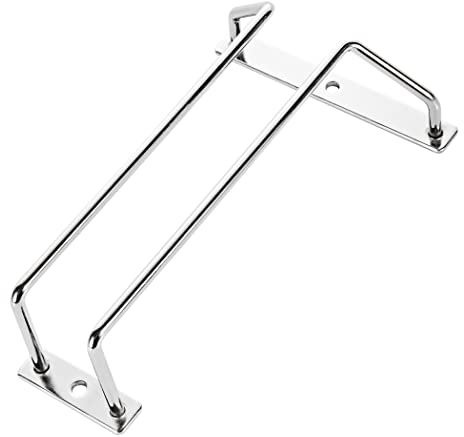 Dianoo Weinglasregal, 18 cm, unter dem Schrank, Weinglashalter, hängendes Stielglasregal, Metall, verchromt, 1 Reihe