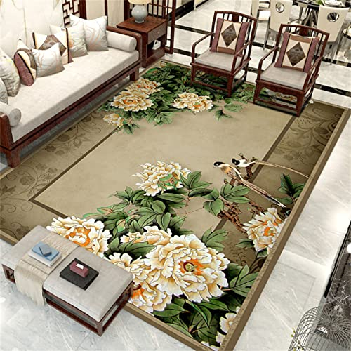 Antirutschmatte Teppich Teppich Für Terrasse Grüner Chinesischer Heller Luxus-Kristallsamt-Restaurantkorridor, rutschfeste Geräuschunterdrückung, Leicht Zu Reinigen Orientteppich 180X280cm