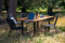 SAM 7tlg. Outdoor-Tischgruppe 180 x 90 cm Avila, Akazienholz massiv & geölt, Esstisch mit U-Gestell schwarz lackiert, echte Baumkante, viergeteilte 26mm Platte + 6X Seilstuhl ISRA in Schwarz