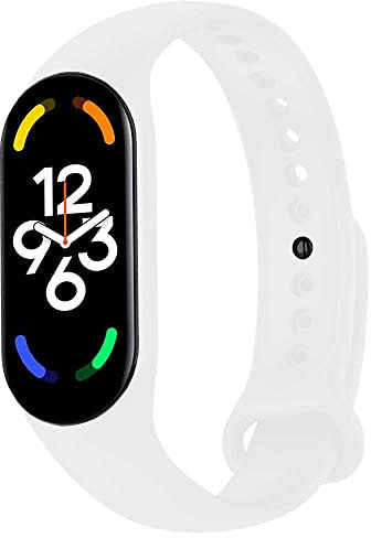 OcioDual Cinturino di Ricambio in Silicone, Bianco, Compatibile con Xiaomi Band 7 6 5, Compatibile con Amazfit Band 5, Bracciale in Gomma Morbida e Flessibile, Sport Band