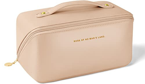 Aucuu Reise Kosmetiktasche, PU Leder Tragbar Reise Make-up Tasche mit Großer Kapazität Wasserdichter, Portable Schminktasche Kulturbeutel-Organizer für Toilettenartikel