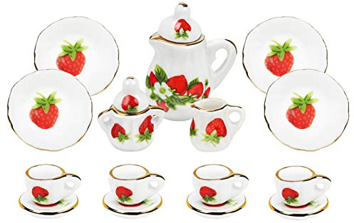 Puppenhaus Zubehör,Puppengeschirr Porzellan Puppenhaus Möbel Miniatur Möbel Miniatur Porzellan Teeservice Geschirr Miniatur Teeservice Set