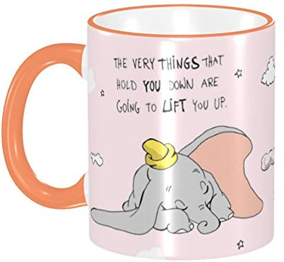 Tasse für Dumbo Kaffeetasse, lustiger Geburtstag oder Weihnachten, Muttergeschenk, 11 oz Kaffeetasse, Keramiktasse mit farbigem Rand