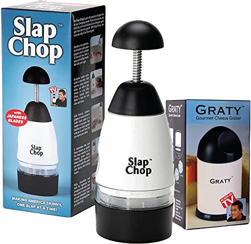 Slap Hachoir original avec lames japonaises en acier inoxydable et grille à fromage,Hachoir manuel et râpe torsadée pour fromage, légumes, et plus encore,Léger et facile à nettoyer
