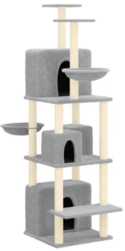 vidaXL Arbre à Chat avec griffoirs en sisal Gris Clair 180 cm