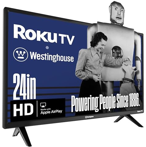 Westinghouse Roku TV Smart TV 24 pouces 720P LED HD TV avec connectivité Wi-Fi et application mobile TV à écran plat compatible avec Apple Home Kit, Alexa et Google Assistant