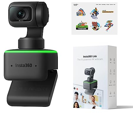 Insta360 Link con Servicio Oficial posventa - Cámara Web PTZ 4K, Seguimiento de IA, Control de Gestos, HDR, micrófonos con cancelación de Ruido, cámara Web para Laptop