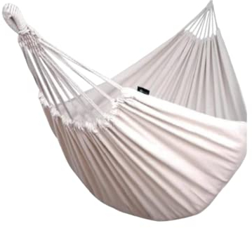 Benson Hängematte mit Karabinerhaken - Komplett - 200 x 100 cm, Hamac, Hangmat, Komfortabel, Stabil (Beige)