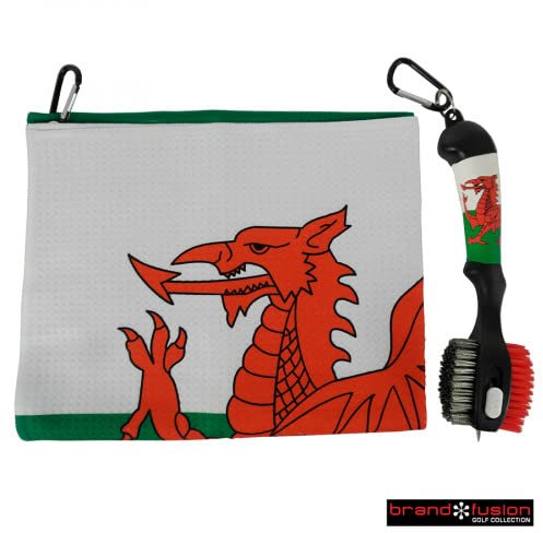 Wales Deluxe Golf Towel and Brush Set by Brand Fusion