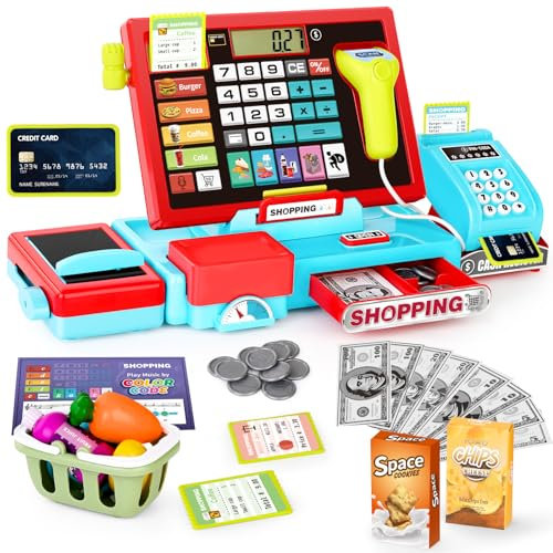 maysida Jouet Caisse enregistreuse pour Enfants-Caisse enregistreuse Calculatrice réelle, Jouet d'apprentissage Magasin, Cadeau pour Enfant garçon Fille