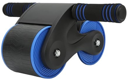Bauchtrainer Roller,Bauchroller, Doppelte Runde Bauchräder, Roller Den Häuslichen Bauch Heimtrainer Fitnessgeräte für Männer und Frauen zu Hause zu trainieren(Black)