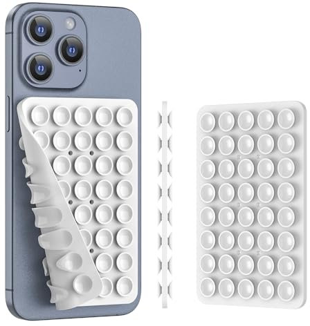 Silicone Suction Phone Case Mount (Compatible iPhone and Android Cellphone case, Hands-Free Phone Accessory Holder for Selfies and Videos) Fidget Toy Gift(White)