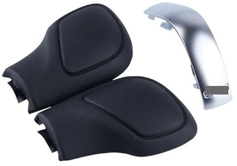 dulot Schwarze Leder-Schaltknauf-Seitenabdeckung mit glänzendem und mattem Finish, kompatibel mit VW Golf 6 7 RG TI, kompatibel mit Passat B7 B8 CC R20, kompatibel mit Jetta MK6 GLI