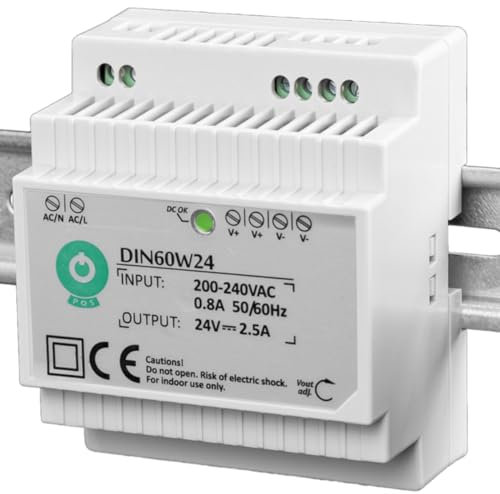 WITTKOWARE DIN60W12 Hutschienen-Netzteil, 60W, Ausgang: 12 V/DC (mit Poti einstellbar von 10,7 bis 13,5 V), max. 5A