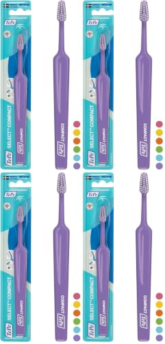 TePe Select Compact Medium Toothbrush/Small, User-Friendly Brush / 1 x Select Compact Medium Brush (Pack of 4)