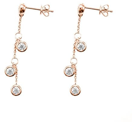 KnSam 9K Au375 Rosegold Ohrhänger Echt Schmuck, Anhänger Ohrstecker mit Moissanit 750 Gold Ohrstecker Damen