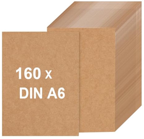 160 Stück A6 Kraftpapier Karten, Blanko Postkarten Braun 10.5x14.8CM 300g/m² Kraftpapier-Karten Set Druckbar Postkarten Blanko Karten für Selbstgestalten beschriften oder bedrucken
