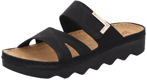 Rohde FOGGIA-D Damen, Frauen, Pantoletten, Slipper,Slides,Sandalen,Sommerschuhe,Freizeitschuhe,schluepfschuhe,Mules,Clogs,SCHWARZ,42 EU