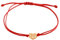 Rodium – 14 Karat (585) Frauen und Mädchen Rotes String-Armband mit durchbrochenem Goldherz Gold