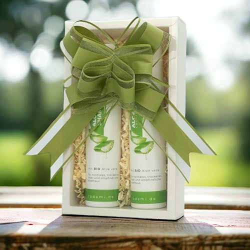 Geschenkpackung Geschenkbox Aloe Vera Shampoo Bio AloeVera und Haarkur für trockenes Haar und empfindliche Kopfhaut je 250 ml