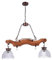TIBU Holz Lampe Vintage Holz Hängelampe Esstisch Wohnzimmer E27 höhenverstellbar Bügel 2 flammig