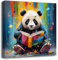 ZXHYWYM Panda Bilder niedlicher Panda Lesebuch Poster Drucke abstraktes buntes Tier Leinwandbild lustige Kunstwerke für Kinderzimmer Kinderzimmer Klassenzimmer Dekor (Bild-2, (30.00 x 30.00 cms))