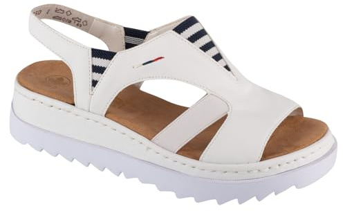 Rieker Sandals V44Y5-80, Women sandals, White, 39 EU